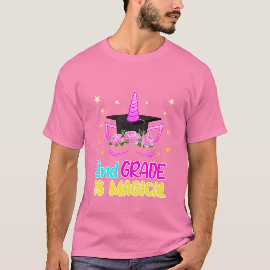 かわいい2年生のユニコーン幼児の女の子たち Tシャツ (正面)