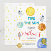 かわいい2日の2回目の誕生日 招待状 (正面/裏面)