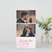かわいい2枚の写真ウェディングは日付を保存招待状 シーズンカード (スタンド正面)