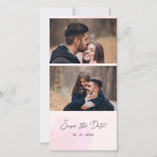 かわいい2枚の写真ウェディングは日付を保存招待状 シーズンカード (正面)