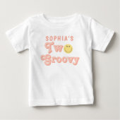 かわいい2歳のレトロピンクの誕生日 ベビーTシャツ (正面)