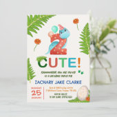 かわいい2歳の恐竜の誕生日パーティー招待状 招待状 (スタンド正面)