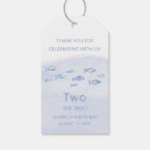 かわいい2歳の誕生日の青い海魚図解入りの、写真付きの ギフトタグ (裏面)