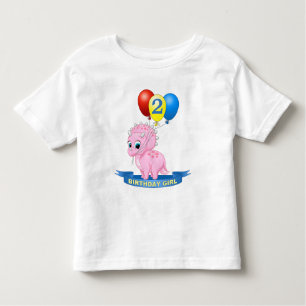 かわいい2歳の誕生日ガールピンクベビートリケラトプスディノ トドラーTシャツ
