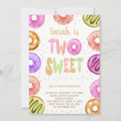 かわいい2歳の誕生日パーティー招待状（女子向け） 招待状 (正面)
