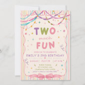かわいい2歳の誕生日パーティー 招待状 (正面)