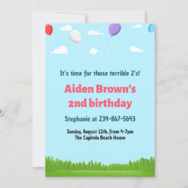 かわいい2歳の誕生日招待状のテンプレート 幼児向け 招待状