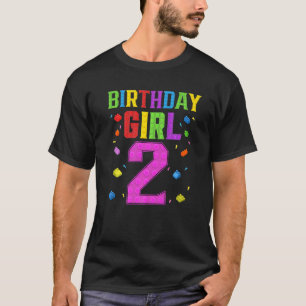 かわいい2歳の誕生日2歳ブロック建物少女 Tシャツ