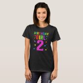 かわいい2歳の誕生日2歳ブロック建物少女 Tシャツ (正面フル)