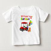 かわいい2歳の誕生日 赤いゴルフカート 男の子用 ベビーTシャツ (正面)