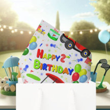 かわいい2歳の誕生日 赤いゴルフカート 男の子用 