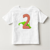 かわいい2歳の長い首の緑の恐竜の誕生日 トドラーTシャツ (正面)