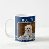 かわいい2犬写真名星模様(青) コーヒーマグカップ (左)