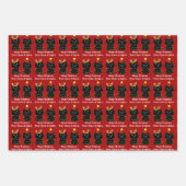 かわいい2猫メリークリスマスライトレッドカスタム ラッピングペーパーシート (正面)