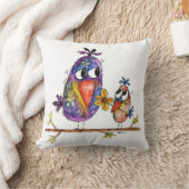 かわいい2羽の遊び心のある鳥 クッション (ブランケット)