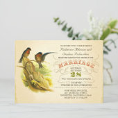 かわいい2羽の鳥のビンテージ結婚式招待状 招待状 (スタンド正面)