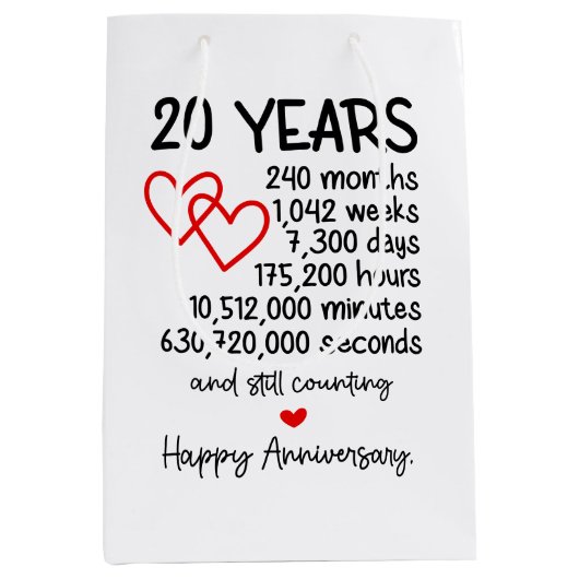 かわいい20周年記念パーティー ミディアムペーパーバッグ (正面)