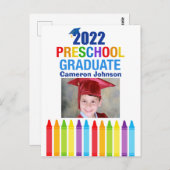 かわいい2022年幼稚園卒園写真発表 ポストカード (正面/裏面)