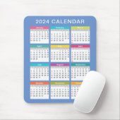 かわいい2024カラフル年カレンダー |マウスパッド マウスパッド (マウス)