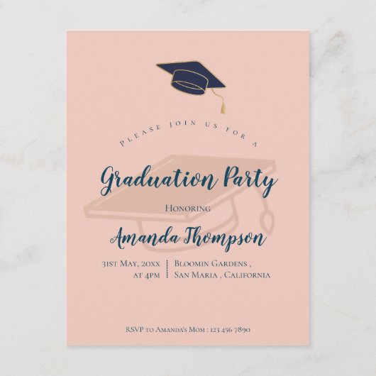 かわいい2025卒業パステルフォトミニ招待状 エンクロージャーカード (裏面)