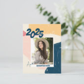 かわいい2025卒業パステルフォトミニ招待状 エンクロージャーカード (スタンド正面)
