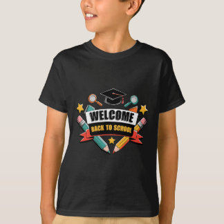 かわいい2025年アップル学生鉛筆バックトゥスクールTシャツ Tシャツ
