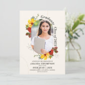 かわいい2025年エレガント写真卒業パーティー 招待状 (スタンド正面)