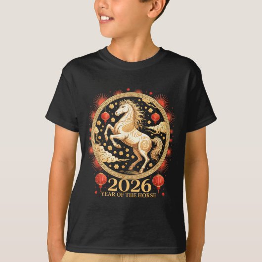 かわいい2026年干支午年女性用チャーム Tシャツ (正面)