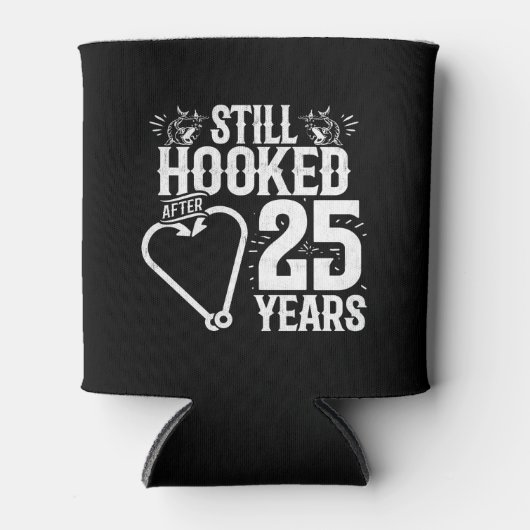 かわいい25周年記念結婚したカップル25年 缶クーラー (正面)