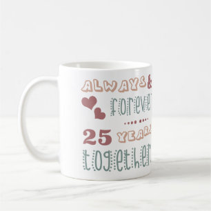 かわいい25結婚周年 コーヒーマグカップ