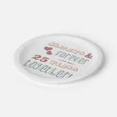 かわいい25結婚周年 ペーパープレート (アングル)