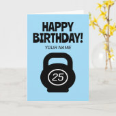 かわいい25誕生日カードとフィットネスケトルベル カード (黄色い花)