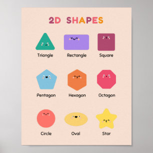 かわいい2Dシェイプ学校教育学ズ ポスター