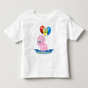 かわいい2ndバースデーガールピンクベビートリケラトプディノ トドラーTシャツ
