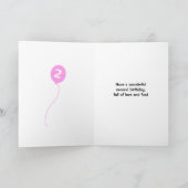 かわいい2ndバースデーモンキーネームピンク カード (内部)