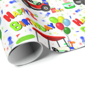 かわいい2ndバースデーレッドゴルフカート少年 ラッピングペーパー (ロールコーナー)