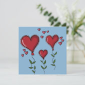 かわいい3つのハート招待状カード 招待状 (スタンド正面)