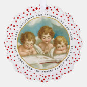 かわいい3つのヴィンテージ天使クリスマスの休日の写真 オーナメントカード (正面)