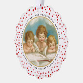 かわいい3つのヴィンテージ天使クリスマスの休日の写真 オーナメントカード (左)