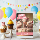 かわいい3つの小さな豚誕生日カード シーズンカード