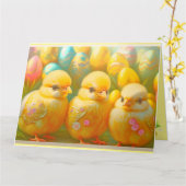 かわいい3イースターチキンコレクション カード (黄色い花)