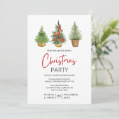 かわいい3ミニクリスマスツリーファミリーパーティー 招待状 (スタンド正面)