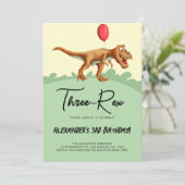 かわいい3レックス恐竜の誕生日パーティー 招待状 (スタンド正面)