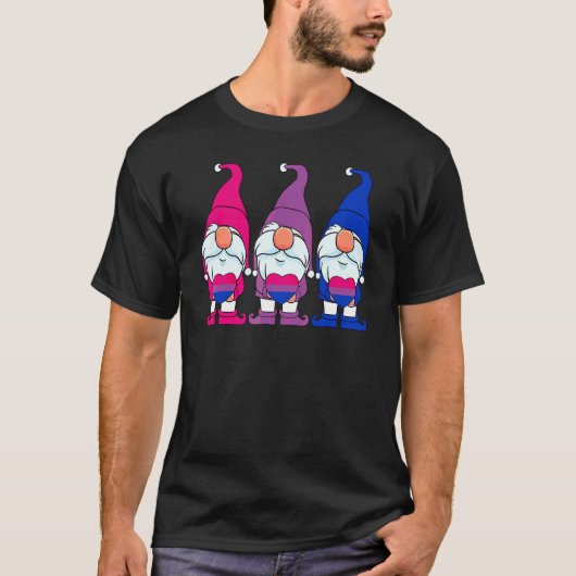 かわいい3人のノーム バイセクシャルフラグ バイセクシュアル プライド Tシャツ (正面)