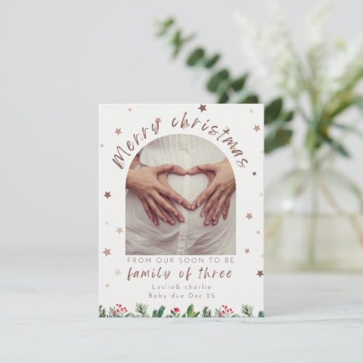 かわいい3人の妊娠発表の家族 シーズンカード (スタンド正面)