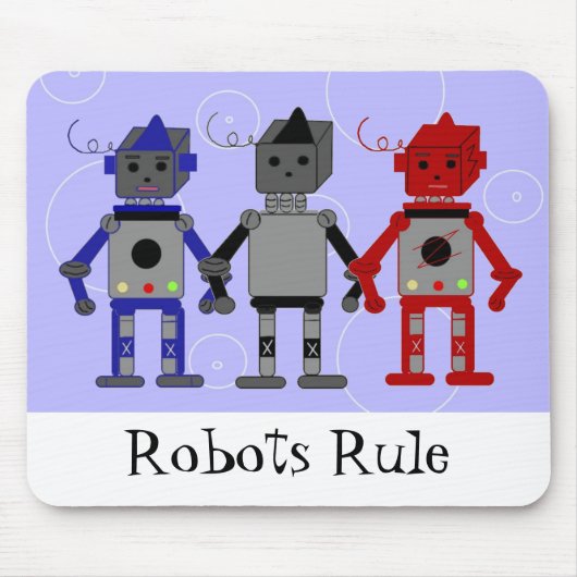 かわいい3体のロボット マウスパッド (正面)