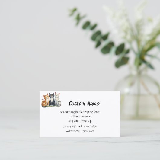 かわいい3匹がペットを子どもにする 名刺 (スタンド正面)