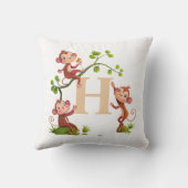 かわいい3匹とゴールデン・モノグラム・オン・ホワイト クッション (裏面)