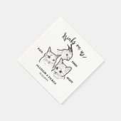 かわいい3匹のペット顔がドリンク結婚を スタンダードカクテルナプキン (角)