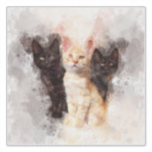 かわいい3匹の子猫と美しい水彩画 シール (正面)